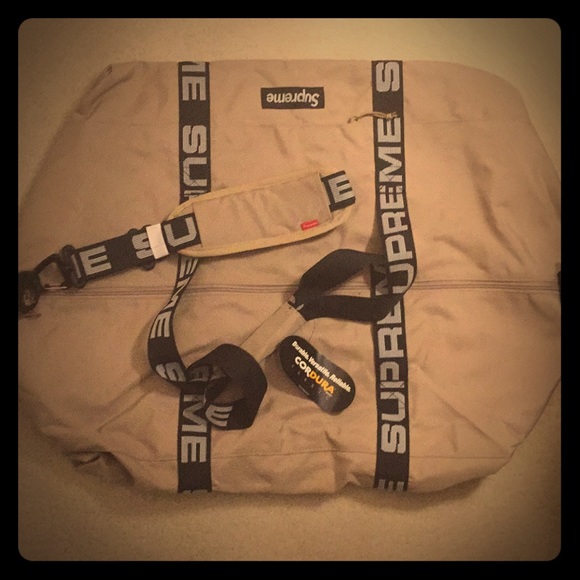 supreme tan duffle bag